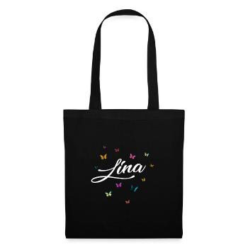 LINA - Girl Name with Colorful Butterflies - Tote Bag - black - Front