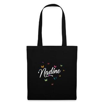 NADINE - Girl Name with Colorful Butterflies - Tote Bag - black - Front