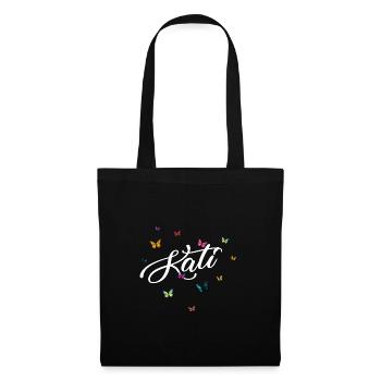 KATI - Nom de fille avec des papillons colorés - Sac en tissu - noir - Devant