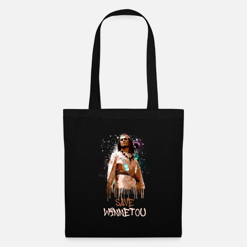 save winnetou,winnetou,indianer,illustration - Stoffbeutel - Schwarz