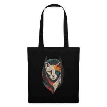 Für Katzenfans Katze Kunst - Stoffbeutel - Schwarz - Vorne