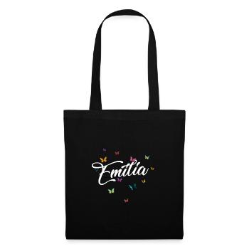 EMILIA - Nom de fille avec des papillons colorés - Sac en tissu - noir - Devant