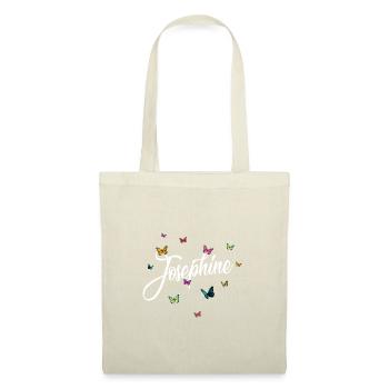 JOSEPHINE - Nom de la fille et papillons colorés - Sac en tissu - nature - Devant