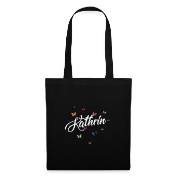 KATHRIN - Girl Name with Colorful Butterflies - Tote Bag - black - Front