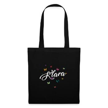 KLARA - Girl Name with Colorful Butterflies - Tote Bag - black - Front