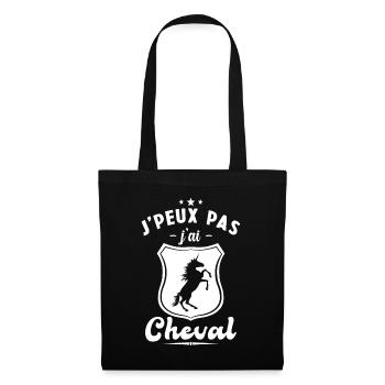 Je peux pas j'ai Cheval, Cheval cadeau - Sac en tissu - noir - Devant