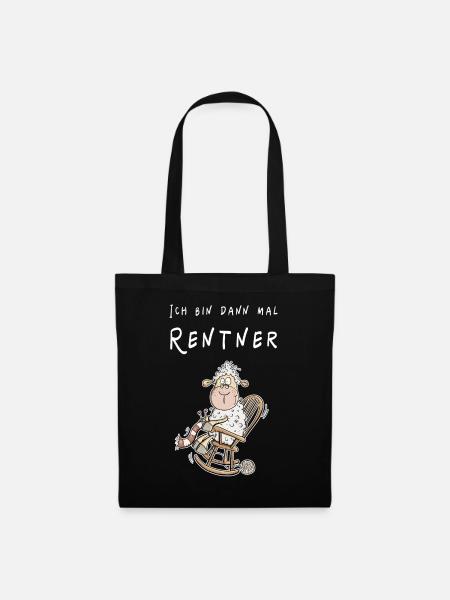 Ich Bin Dann Mal Rentner Schaf Funmotiv - Stoffbeutel - Schwarz