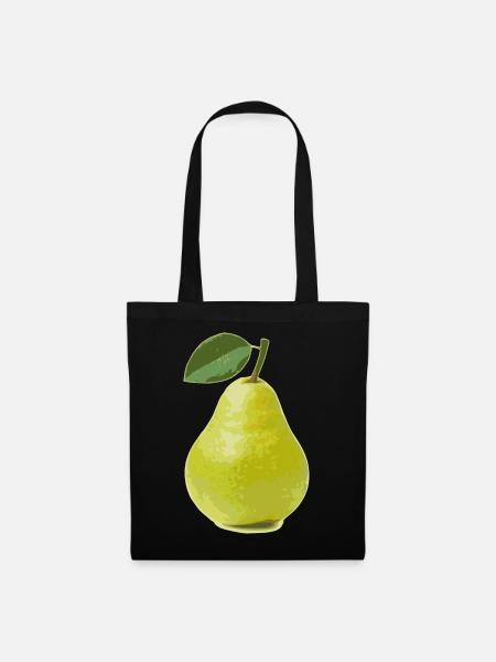 Birne, Pear - Stoffbeutel - Schwarz