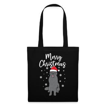 Weihnachten Merry Christmas Hund Neufundländer - Stoffbeutel - Schwarz - Vorne