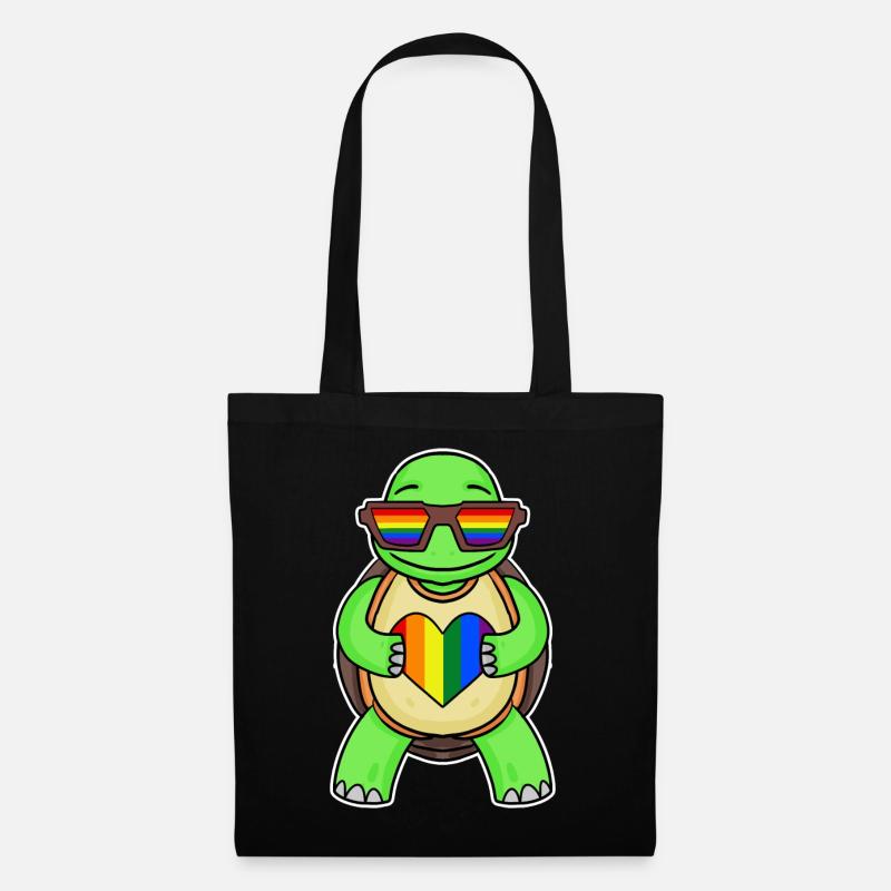 Regenbogen Schildkröte - Stoffbeutel - Schwarz