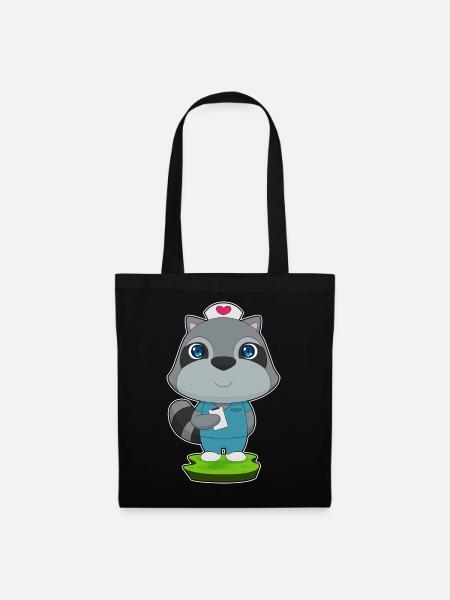 Waschbär Krankenschwester - Stoffbeutel - Schwarz