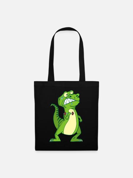 Kräftiger Dinosaurier - Stoffbeutel - Schwarz