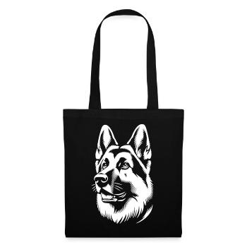 Berger allemand silhouette blanche de la tête - Sac en tissu - noir - Devant