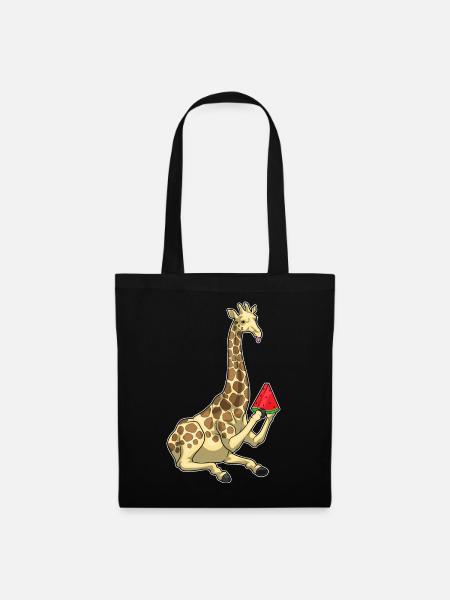 Giraffe Wassermelone - Stoffbeutel - Schwarz