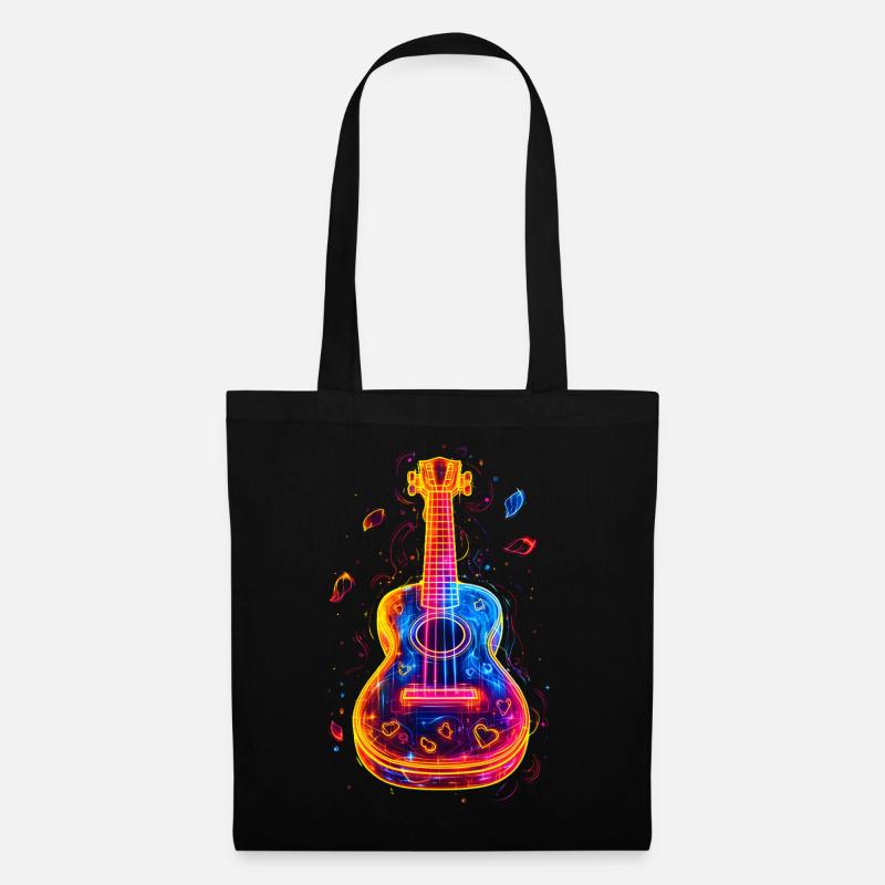 90er Jahre Ukulele - Stoffbeutel - Schwarz