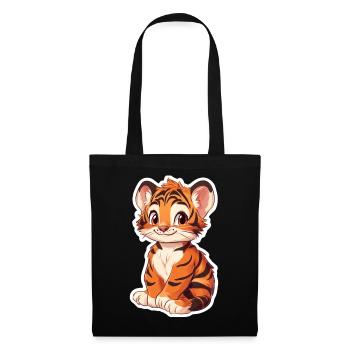 Tigre mignon - Idée cadeau amusante pour les enfants - Sac en tissu - noir - Devant