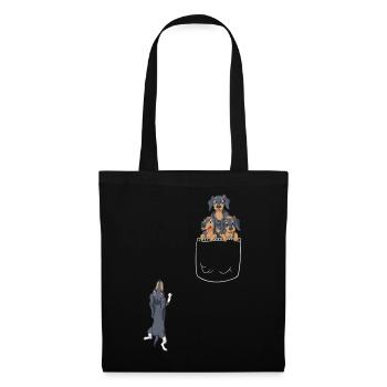 Dachshund Pocket Tee - Tote Bag - black - Front
