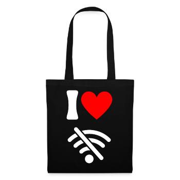 I love Offline - Digital Detox ohne Wifi wlan - Stoffbeutel - Schwarz - Vorne