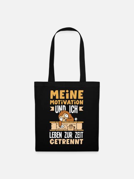 Meine Motivation und Ich - getrennt Faultier - Stoffbeutel - Schwarz