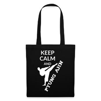 Keep Calm und Pyung Ahn – lustiges Taekwondo-Design - Stoffbeutel - Schwarz - Vorne