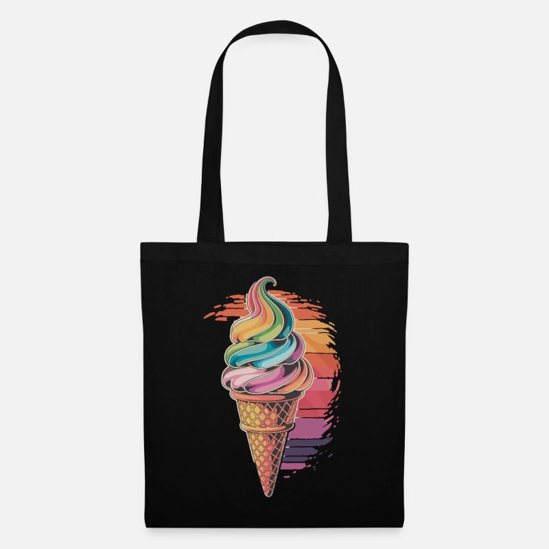 Buntes Regenbogen-Eiscreme Motiv - Stoffbeutel - Schwarz