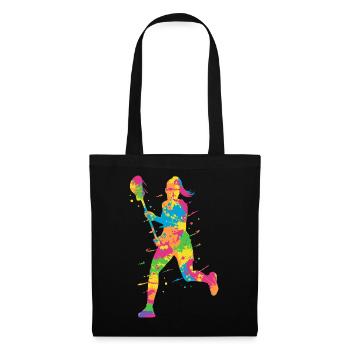 Lacrosse Spieler Bunt Frauen Mädchen Lacrosse - Stoffbeutel - Schwarz - Vorne