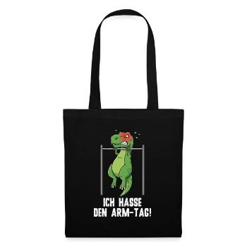 T-Rex Dinosaur Fitness Humor - Biceps Day - Tote Bag - black - Front