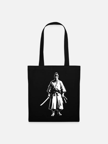 Samurai Zwei Schwerter Meister Vektor - Stoffbeutel - Schwarz
