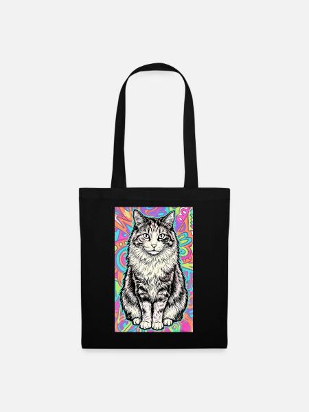 Katze - Stoffbeutel - Schwarz