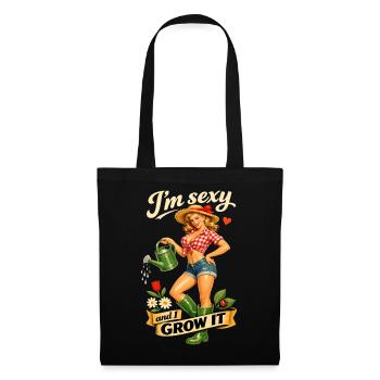 Jardinière pin-up sexy : Je suis sexy et je le cultive - Sac en tissu - noir - Devant