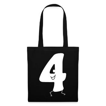 Funny Four: Minimalist Numeral 4 | Fourth - Tote Bag - black - Front