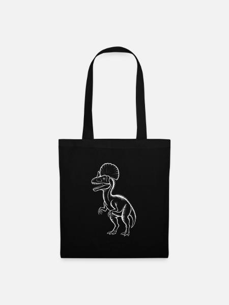 Frilliger Dino-Sketch - Stoffbeutel - Schwarz