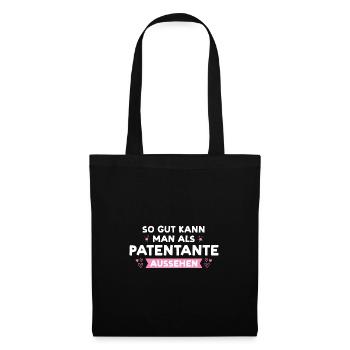 Patentante Familie Patenkind Geschenk - Stoffbeutel - Schwarz - Vorne