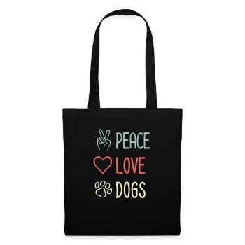 Peace Love Dogs - Hundeliebhaber - Spruch - Stoffbeutel - Schwarz - Vorne
