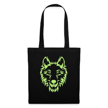 Wolf Kopf - Stoffbeutel - Schwarz - Vorne