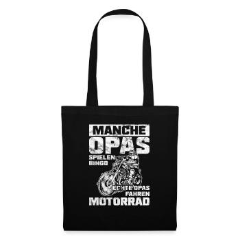 Opa Motorrad Geschenk - Biker Bingo ältere Motorra - Stoffbeutel - Schwarz - Vorne