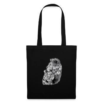 lion et lionne - Sac en tissu - noir - Devant