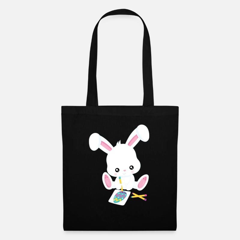 Osterhase - Stoffbeutel - Schwarz
