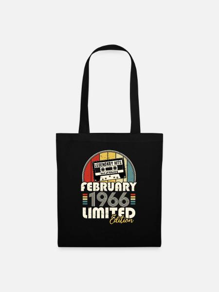 Februar 1966 Vintage Geburtstag Retro Geschenk - Stoffbeutel - Schwarz