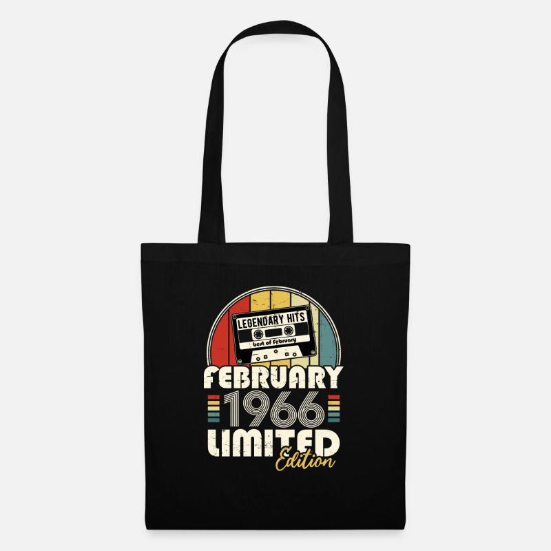 Februar 1966 Vintage Geburtstag Retro Geschenk - Stoffbeutel - Schwarz