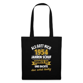 69 Geburtstag Geschenk Mann Frau 1954 Jahrgang - Stoffbeutel - Schwarz - Vorne