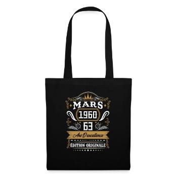 Mars 1960 63 Ans Rétro Cadeau D'anniversaire - Sac en tissu - noir - Devant