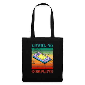 Level 40 Complete. zum 40 Geburtstag. 40 Jahre. - Stoffbeutel - Schwarz - Vorne
