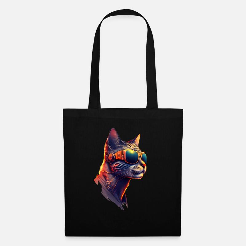 Coole Katze - Stoffbeutel - Schwarz