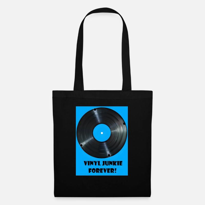Vinyl Junkie forever -blau - Stoffbeutel - Schwarz