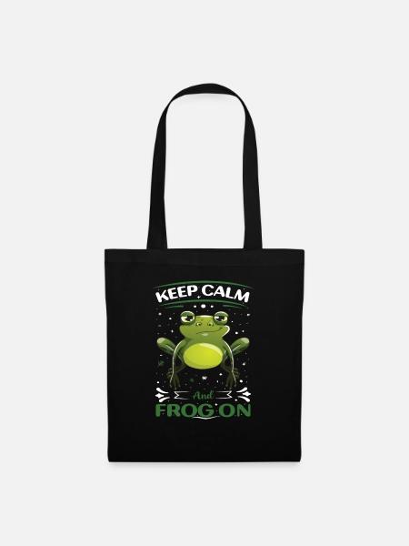 Keep Calm and Frog on - Stoffbeutel - Schwarz