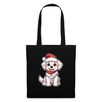 Dog with Christmas Hat - Tote Bag - black - Front