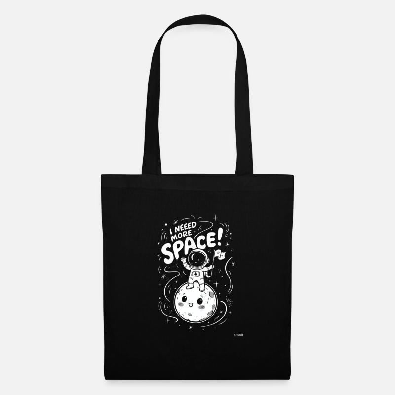 I Need More Space Astronaut Auf Mond - Stoffbeutel - Schwarz
