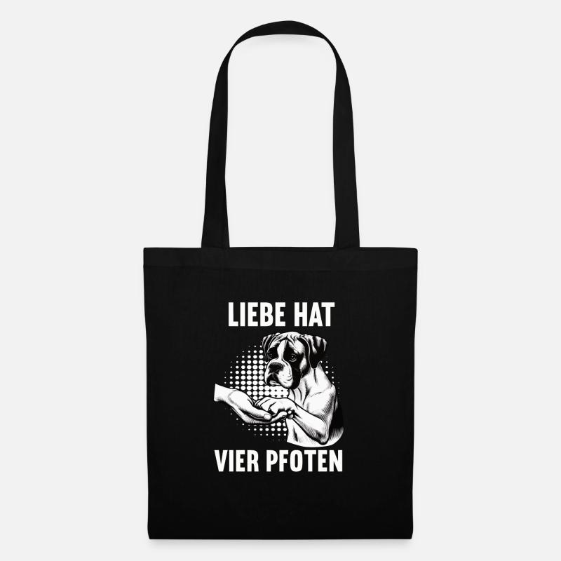 Liebe hat Vier Pfoten Boxer Boxerhalter Boxerhund - Stoffbeutel - Schwarz