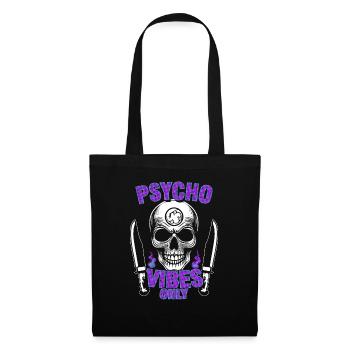 Psycho Vibes Only Skull Design Bold Purple & Black - Tote Bag - black - Front